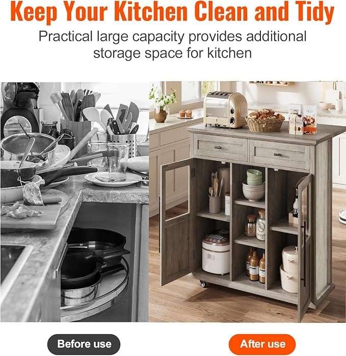 Mobile Modern Storage Island, Rolling Kitchen Island - Image 5
