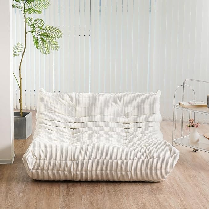 N&V Fireside Loveseat, Mid Century Armless Twin Size Floor Sofa, Soft Premium - Image 5