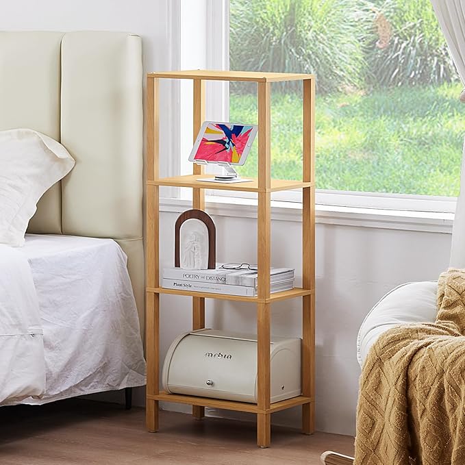 4 Tier Tall Bookshelf with Storage - Image 7
