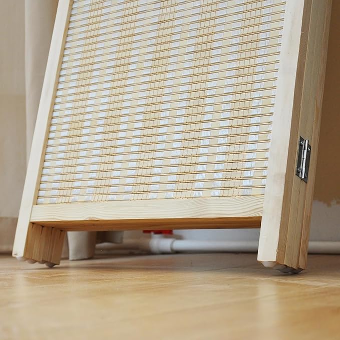 4 Panel Room Divider and Folding Screen Room Divider, Bamboo Room Divider Screen - Image 5