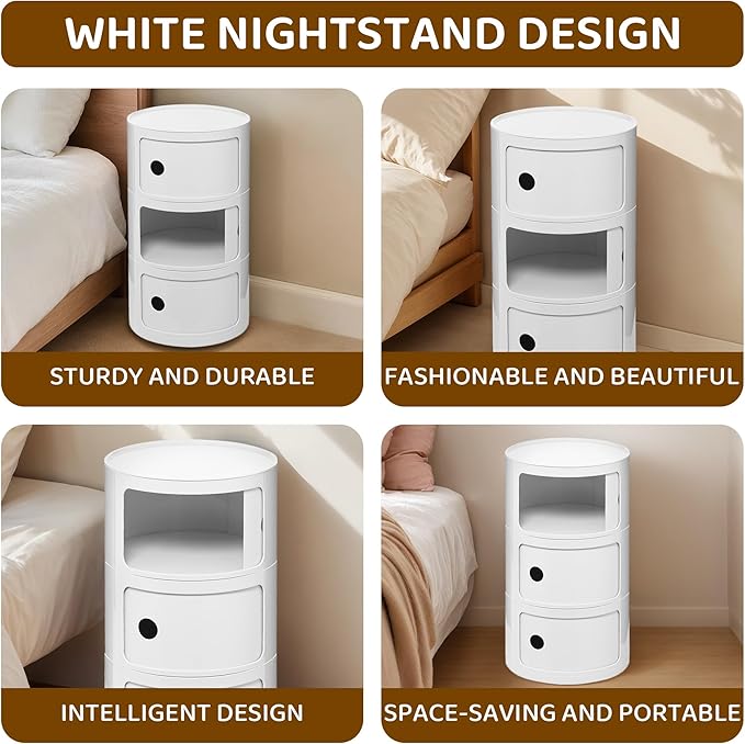 3 Tier Round with Storage, Modern Style Side Table - Image 5
