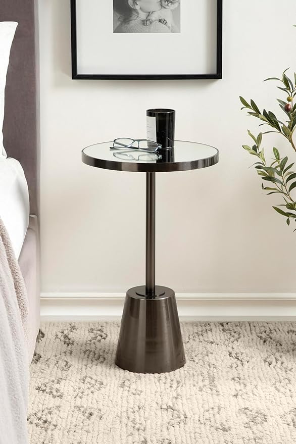 Kate and Laurel Tira Elegant Round Mirrored Side Table, Modern Circle End Table - Image 4