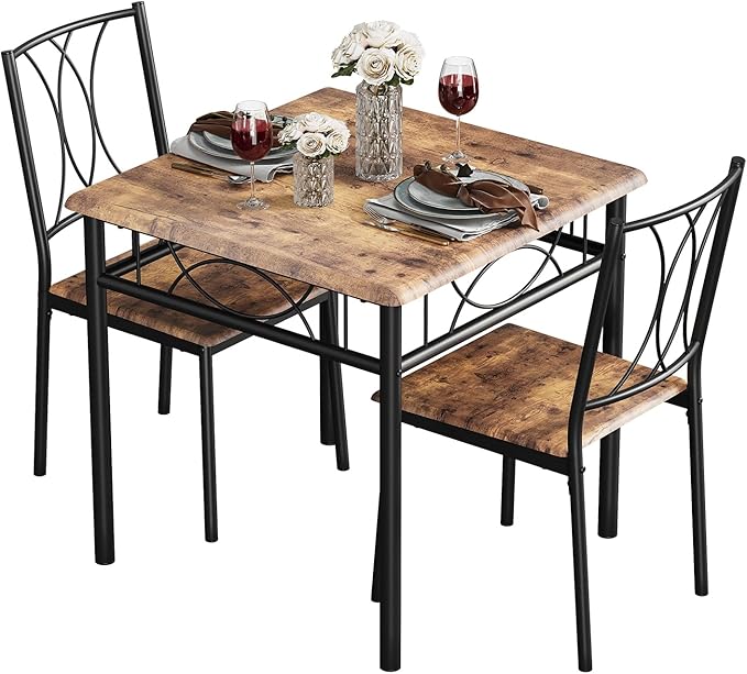 IDEALHOUSE Dining Table Set for 2, Kitchen Table and Chairs for 2, Rectangular - Image 7