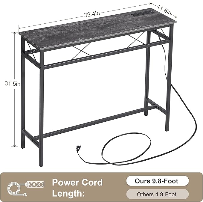 VECELO 39.4In Narrow Sofa/Console Table - Image 3