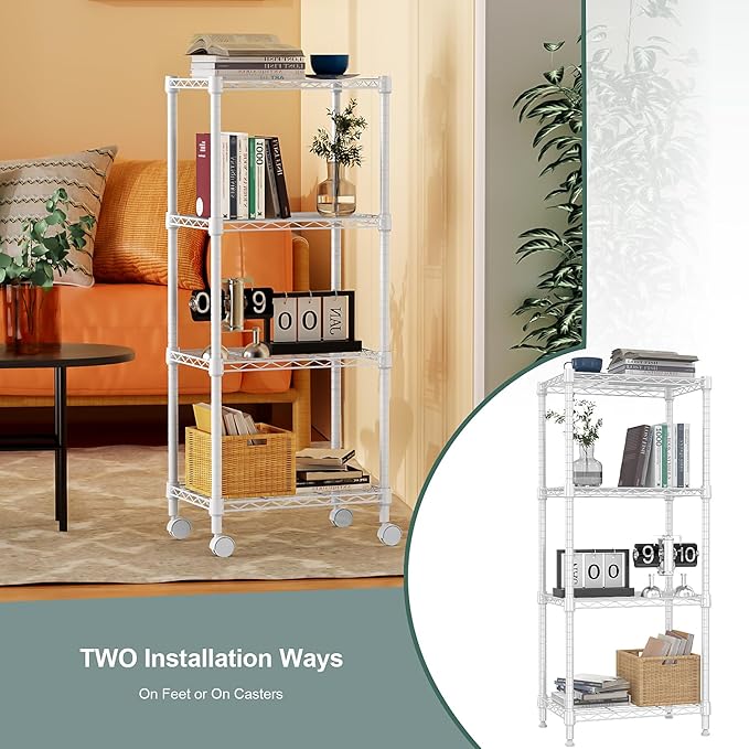 1000 lbs 4-Shelf Adjustable Heavy Duty Steel Wire Rack, Adjustable Storage - Image 6