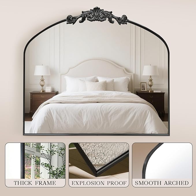 MISSDAY Vintage Matte Black Baroque Mirror - Image 2