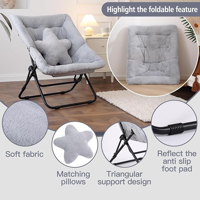Welnow Comfy Saucer Chair, Oversized Folding Reading Chair - Image 4