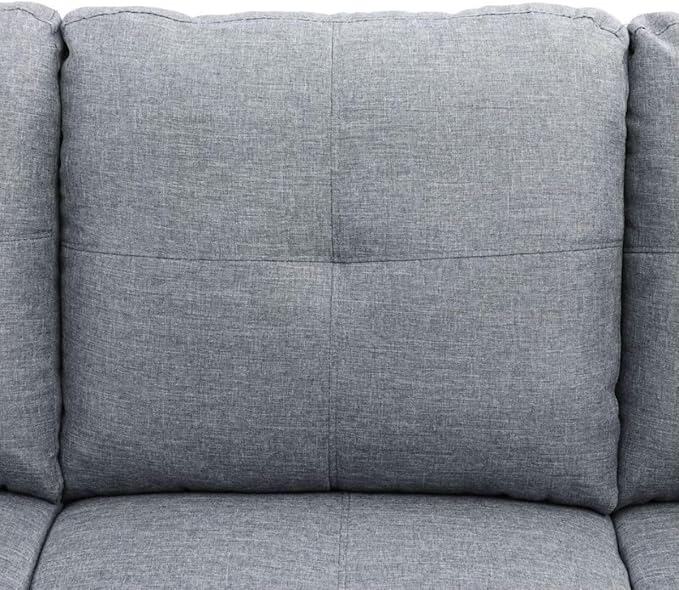Grey-1 L-Shaped 3-Piece Linen Sofa - Image 7