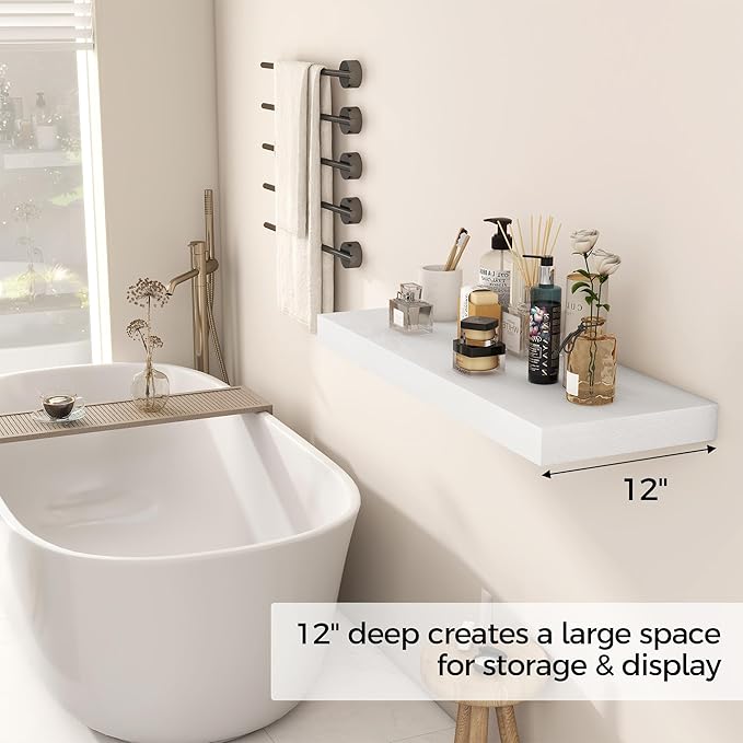 Fun Memories White Floating Shelves 30x 12 Inch, Deep Floating Shelf Wall - Image 4
