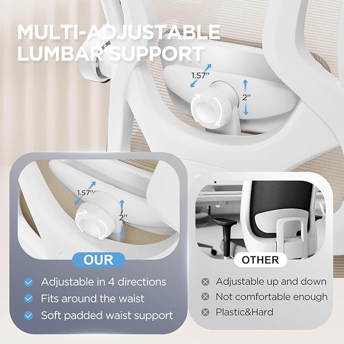 Ergonomic Office Chair with Footrest, Ultra Thick Reclining Desk Chair with - Image 3