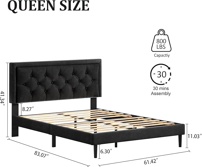 Queen Size Platform Bed Frame - Image 2