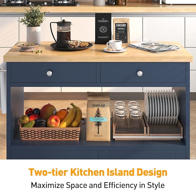 Rolling Kitchen Island with Storage Cabinet, 35.4'' Width Kitchen Cart - Image 5