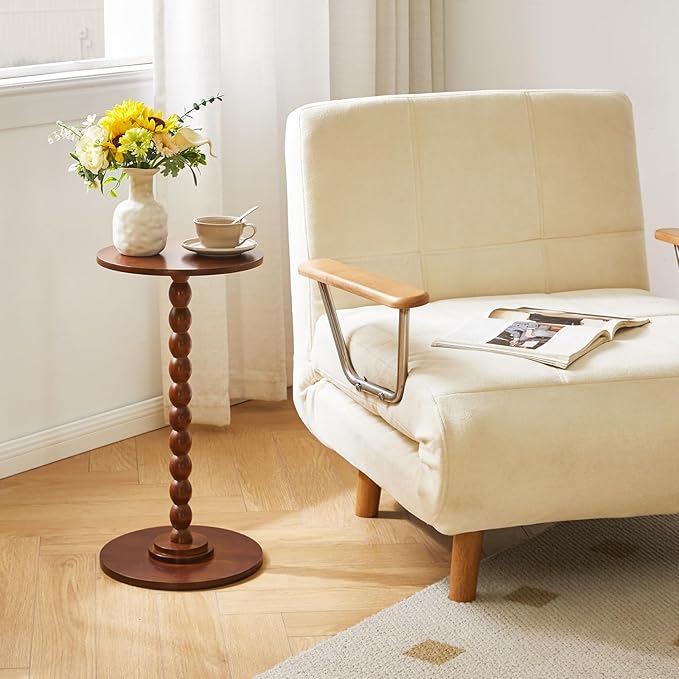 Round Side Table, Solid Wood End Table, Small Drink Table Sofa End Table - Image 6