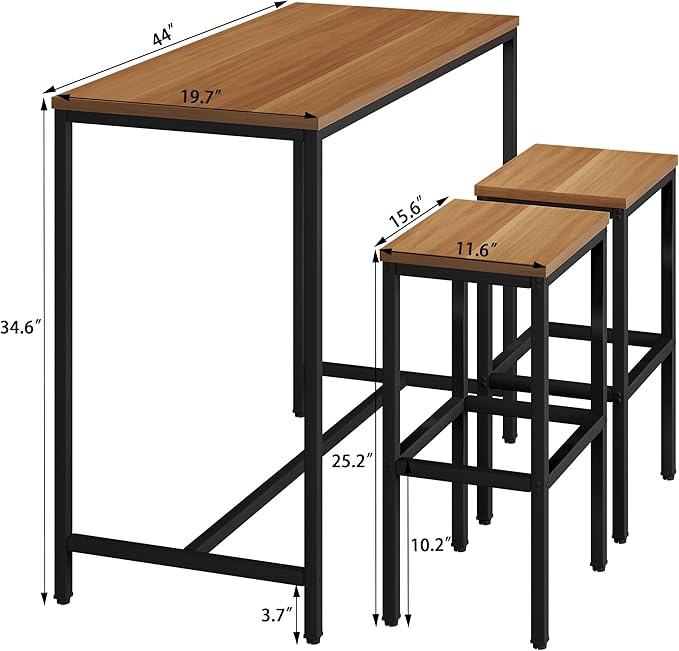 Aklaus Bar Table and Chairs Set 44" Dining Table Set Pub Bar Table - Image 6
