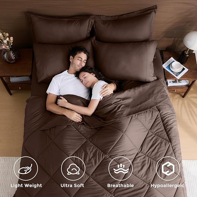 HEVUMYI Brown Cali-King Comforter Set - Image 2