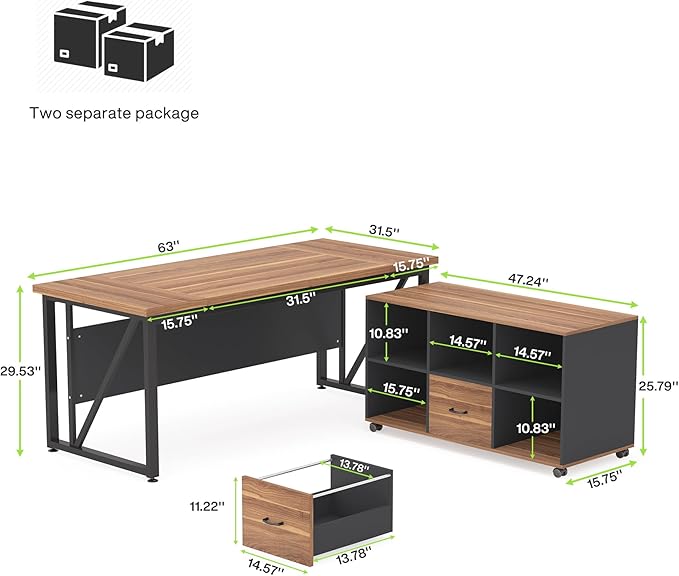Tribesigns 63-Inch Executive Desk - Image 2