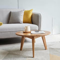 100% Solid Oak Wood Mini Coffee Table, Round Living Room Table Side Table by Vadisun