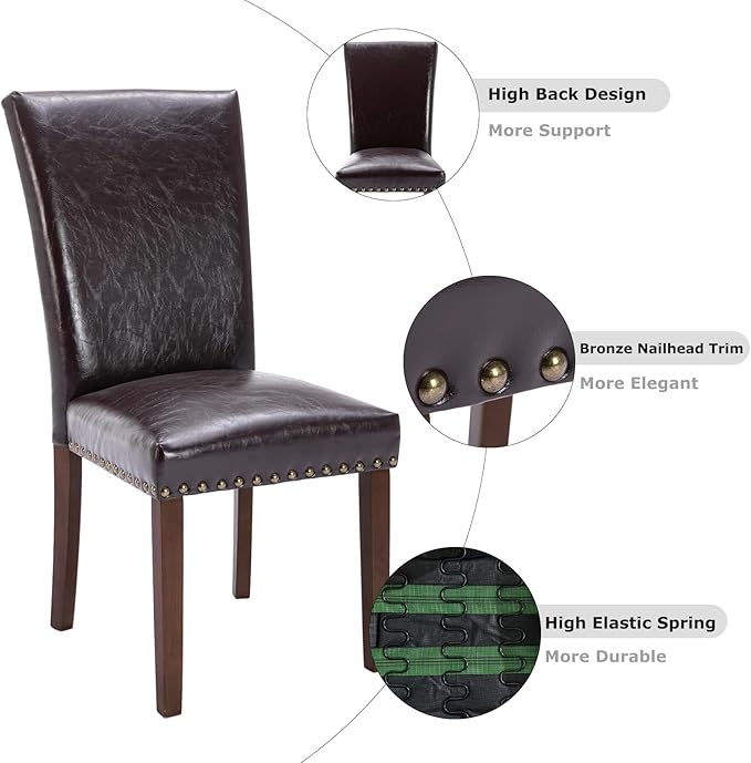 COLAMY Upholstered Parsons Dining Chairs Set of 6, PU Leather Dining Room - Image 5