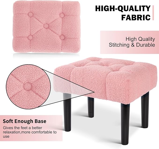 HOUCHICS Fur Padded Foot Stool, Small Ottoman Foot Rest - Image 7