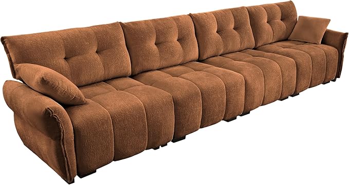 Modern Chenille Fabric 4-Seat Sofa w/ 2 Pillows, Premium Upholstery Living Room - Image 5