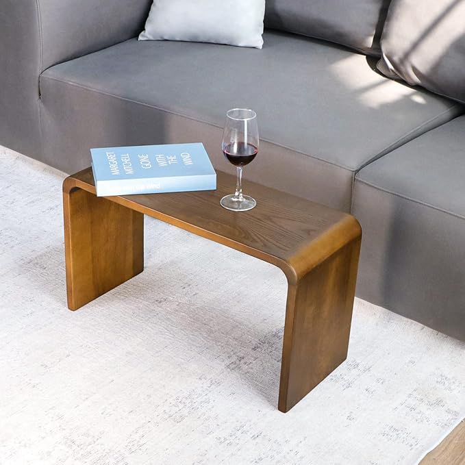 COZYMATIC Carlisha C-Shaped End Table Sofa Table Coffee Table Solid Wood Frame - Image 5