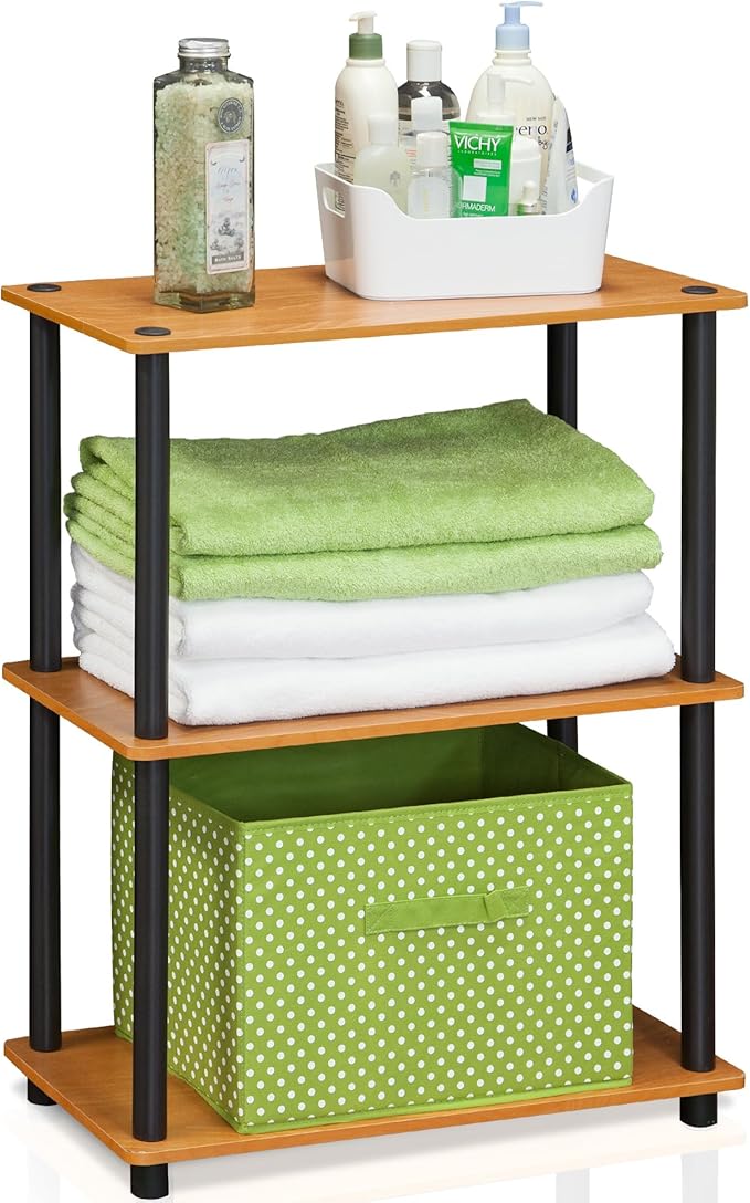 Furinno Turn-N-Tube 3-Tier Compact Multipurpose Shelf Display Rack, Light Cherry by Furinno-FitsYourSpaceFitsYourBudget