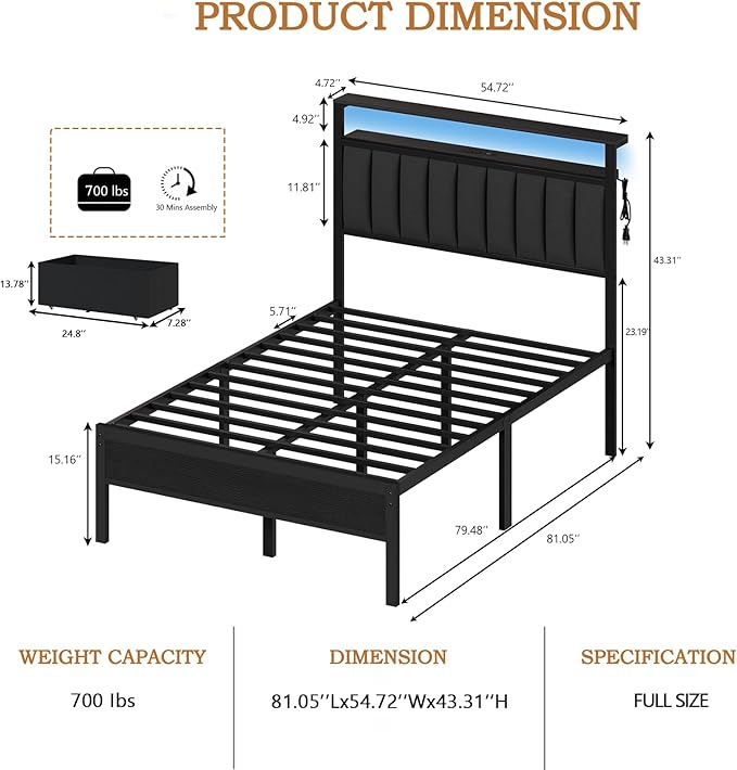 Furnulem Full Size Bed Frame - Image 2