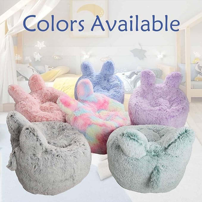 Bean Bag Chair for Kids with Plush Faux Fur Cover, 2.5FT Memory Foam Filled - Image 7
