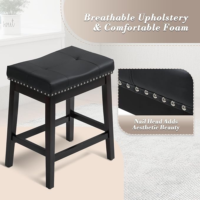 Athena Collection Bar Stools Set of 2, 25 Inches Counter Height Bar Stools - Image 6