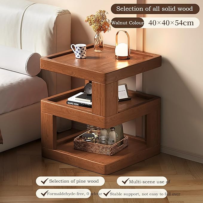 Solid Wood Nightstand, End Tables Bedroom Small Shelf Modern Nightstand Wood - Image 2
