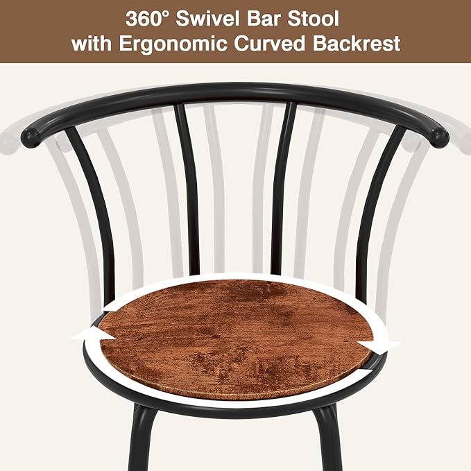 VECELO Bar Stools Set of 4, Swivel Counter Barstools - Image 5