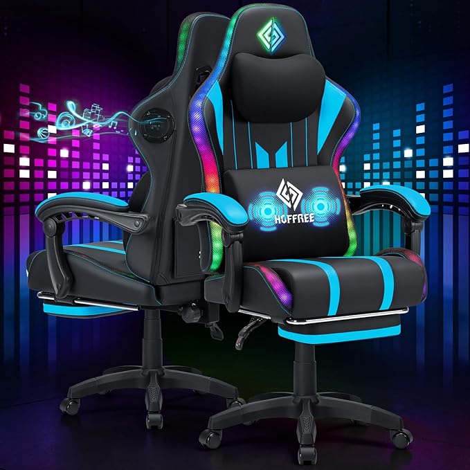 HOFFREE Gaming Chair with Music Rhythm RGB LED Lights and Bluetooth Speakers by HOFFREEOfficial