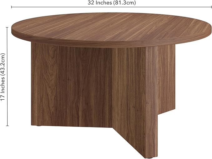 Henn&Hart 32" Round Wood Pedestal Coffee Table - Image 3