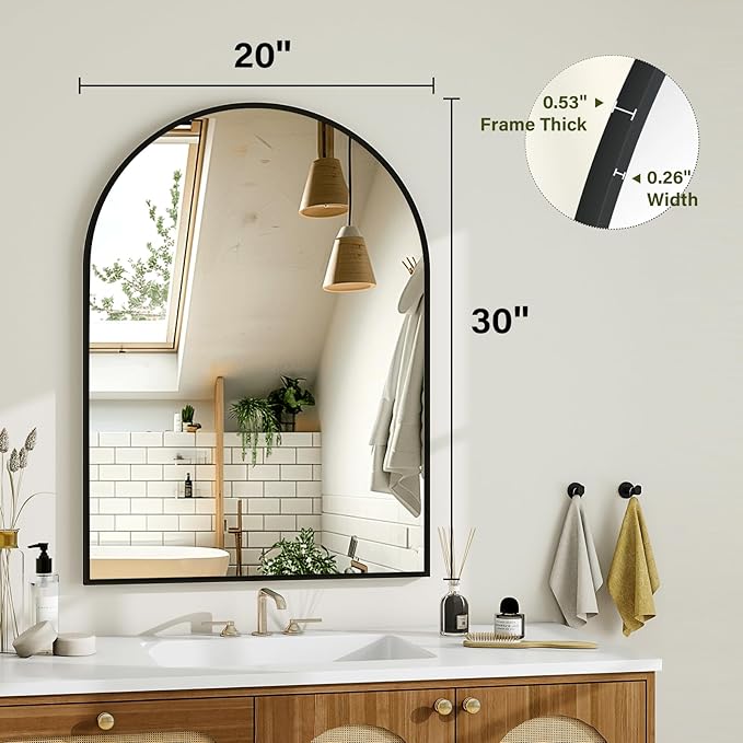 Arch Bathroom Mirror, 20x30 inch Arched Bathroom Mirror/Wall Mounted Vanity - Image 5