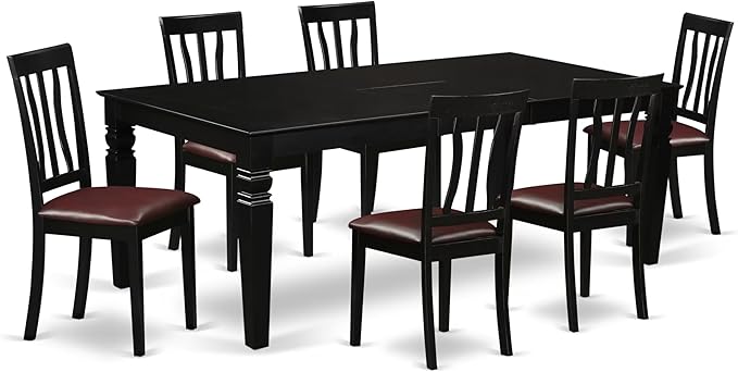 East West Furniture LGAN7-BLK-LC 7 Piece Kitchen Table Set Consist of a by EastWestFurniture