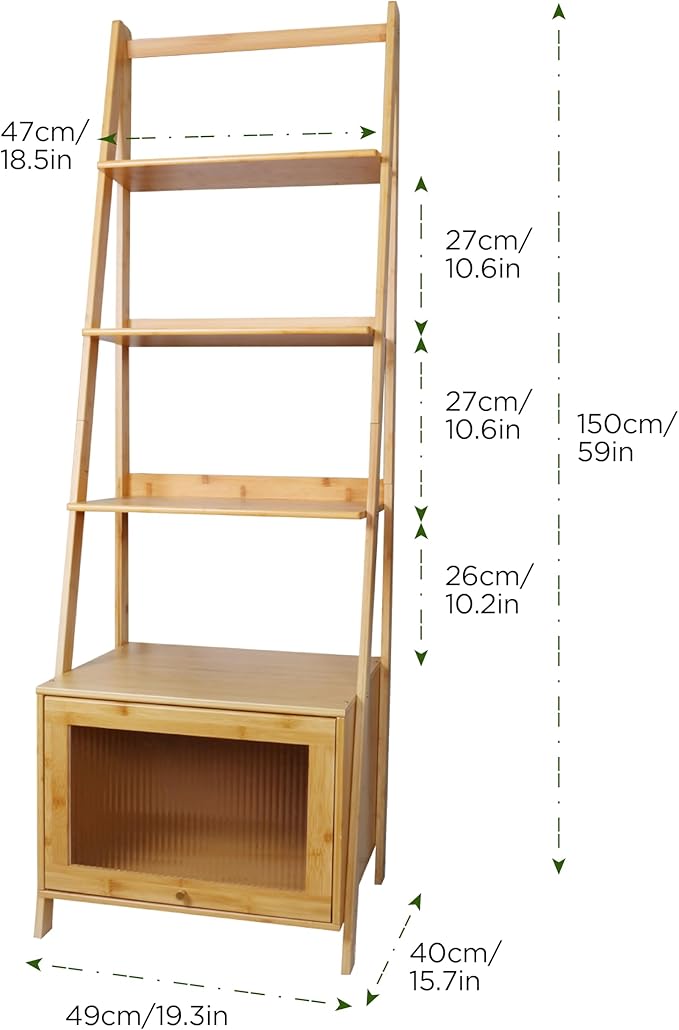5-Tier Bamboo Ladder Bookshelf - Image 2