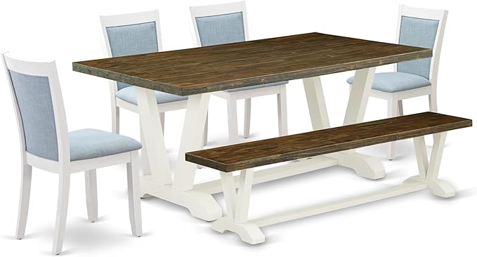 East West Furniture V077MZ015-6 6 Piece Dining Table Set Contains a Rectangle by EastWestFurniture