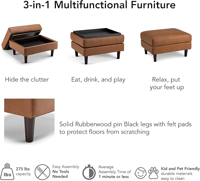 Bush Home Storage Ottoman with Tray, Living Room Furniture, Max Collection - Image 7