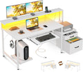AODK Computer Desk with Drawers and Keyboard Tray, Reversible Study Work Desk by AODK