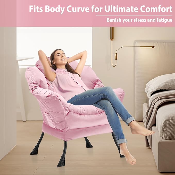 Lazy Chair Thick Padded, Comfy Velvet Accent Lounge Chair - Image 5