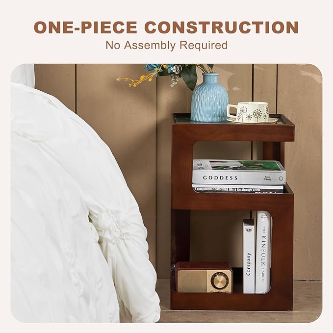 Uniclinens Bookshelf Nightstand 3-Tier Storage, End Side Table - Image 3