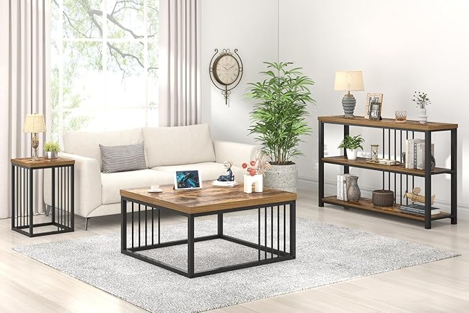 FOLUBAN Modern Coffee Table, Square Center Table - Image 6