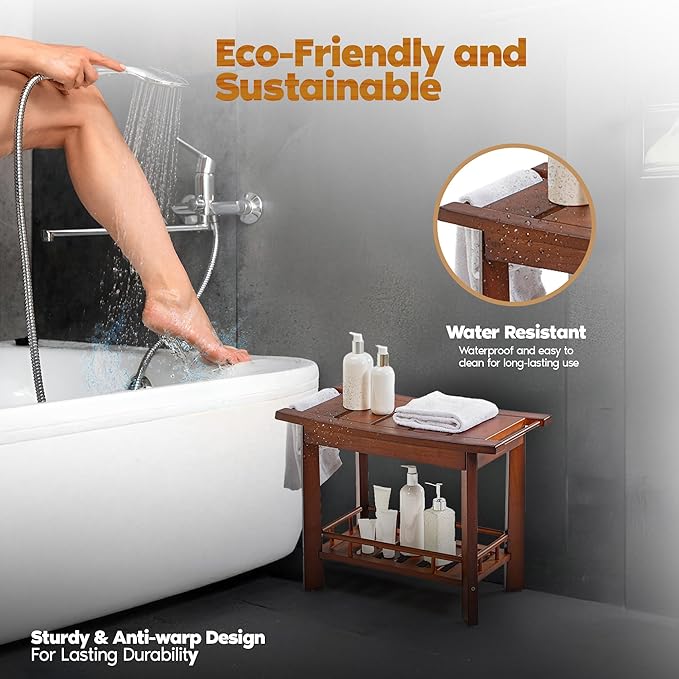 21" Teak Shower Bench for Inside – Luxury Spa-Style Comfort, FSC Certified - Image 7