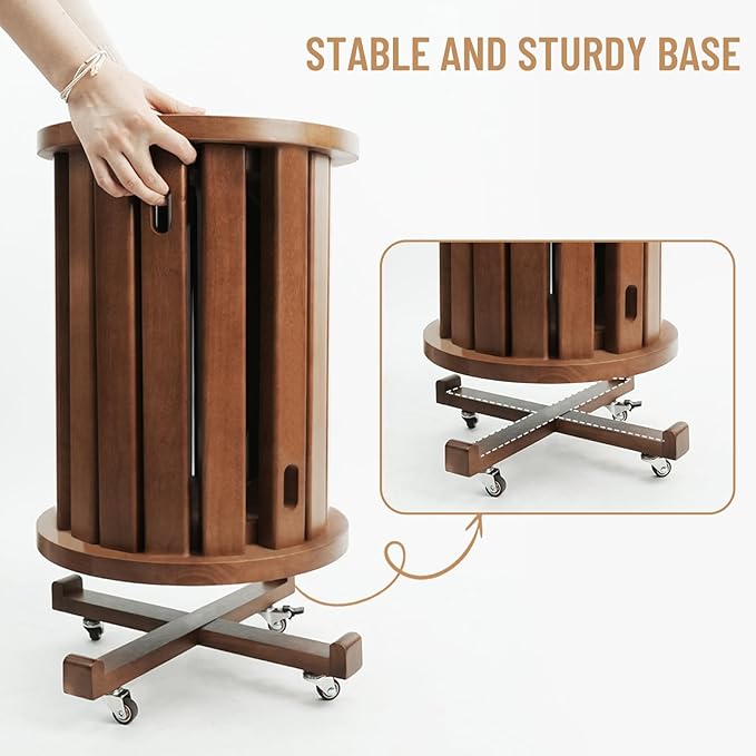 CozyDH 4-in-1 Nesting Side Tables, Stackable Stools Set of 4, Wooden Round End - Image 9