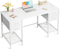 Huuger 47 Inch White Desk with 4 Drawers, Vanity Desk with Mesh Shelf, Study by Huuger