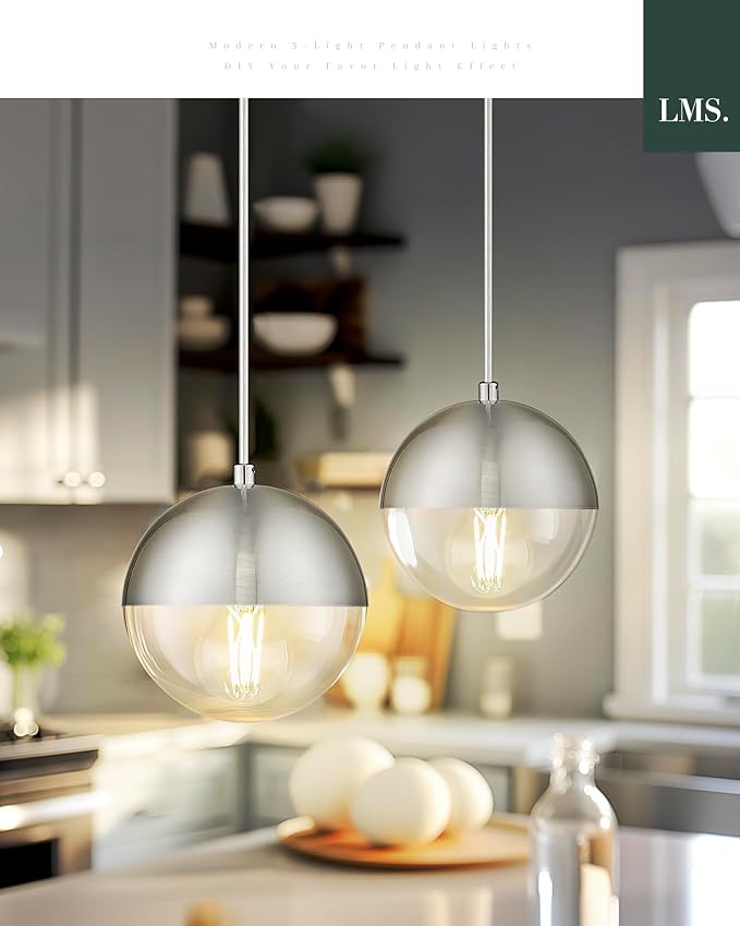 LMS 6-inch Industrial Pendant Light, Brushed Nickel Hanging Light Kitchen Island - Image 6