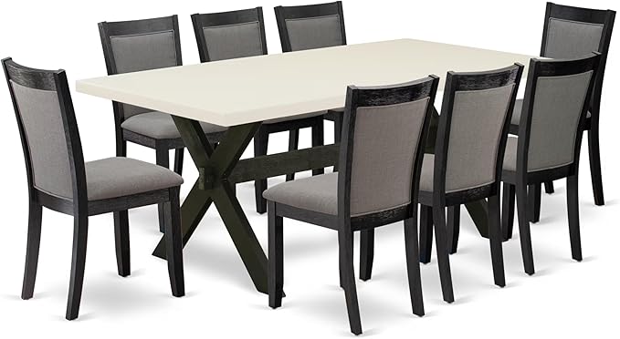East West Furniture X627MZ650-9 9 Piece Dining Table Set Includes a Rectangle by EastWestFurniture