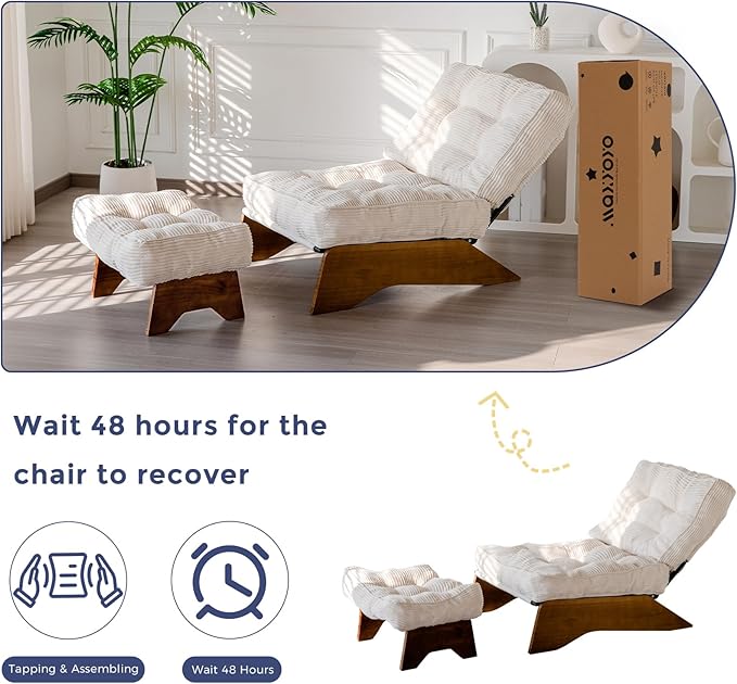 MAXYOYO Accent Chair with Ottoman Adjustable Backrest, Tufted Living Room Chair - Image 8