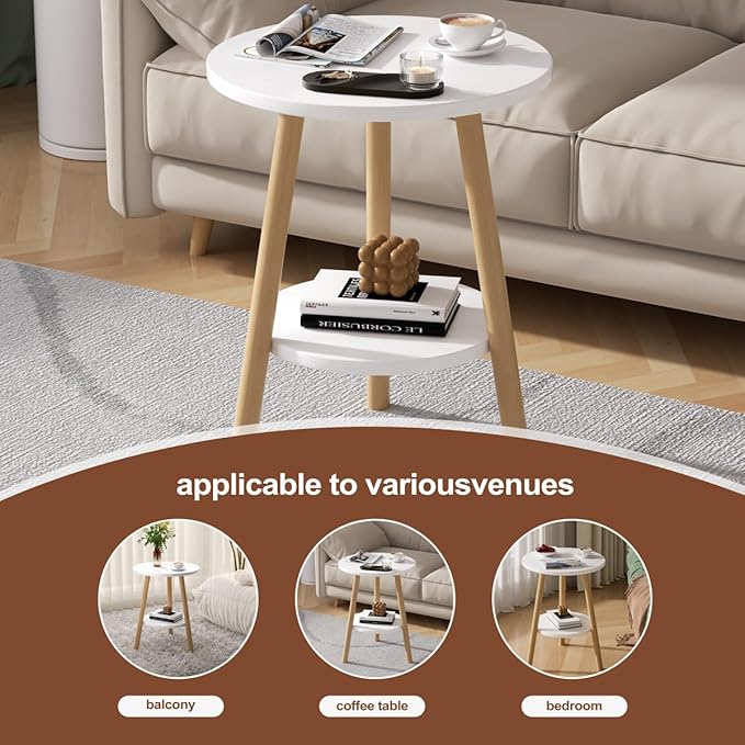 OERGKE Round End Table, Small Side Tables - Image 6
