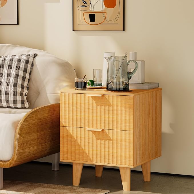 Urban Deco Nightstand Set of 2, Mid Century Modern Nightstand - Image 7